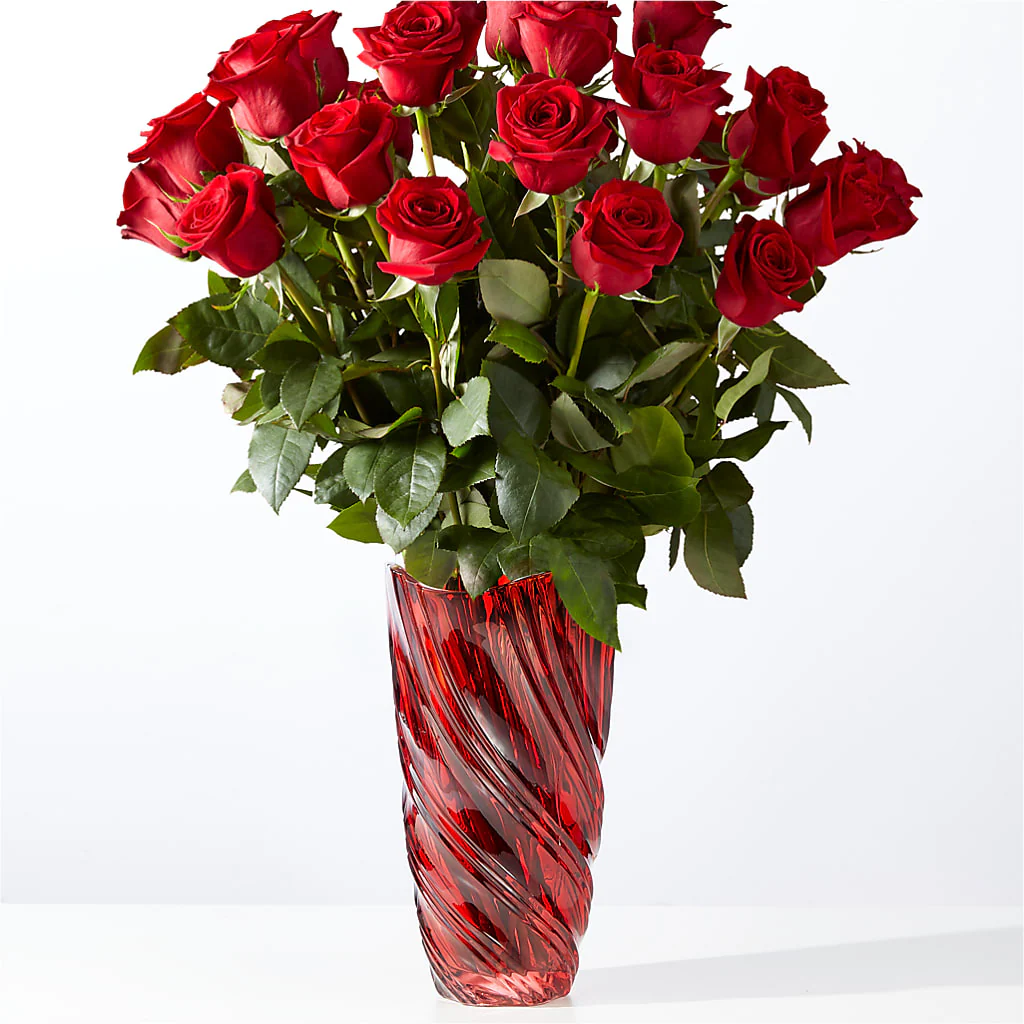 Classic Love Red Rose Bouquet with Luxe Swirl Vase - Image 3