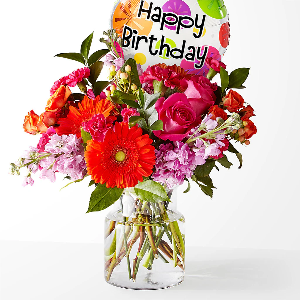 Fiesta Bouquet with Birthday Balloon - Image 3