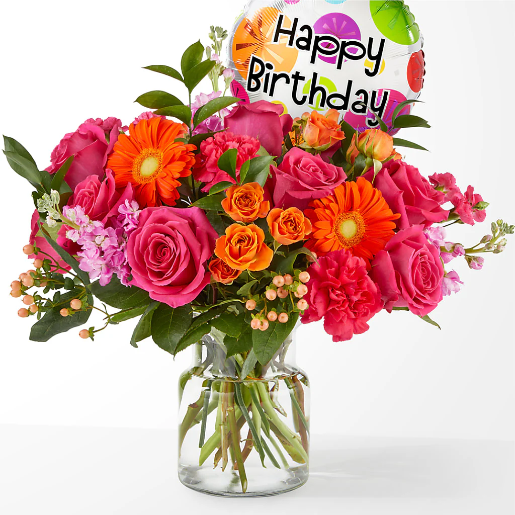 Fiesta Bouquet with Birthday Balloon - Image 4