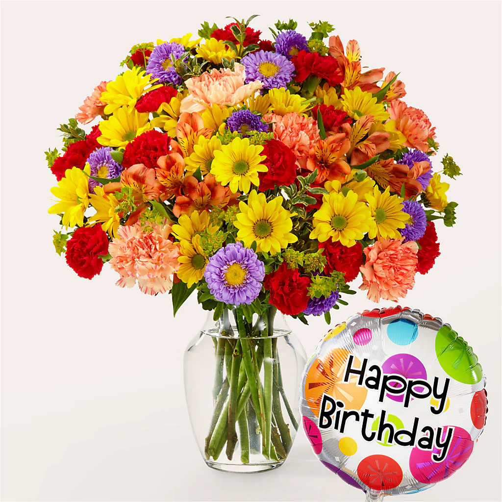 Kaleidoscope Bouquet with Birthday Balloon - Image 4