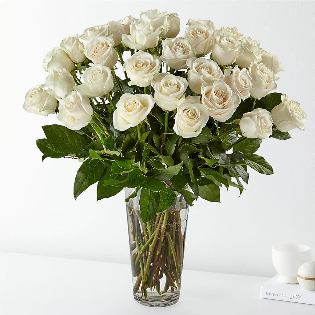 Long Stem White Rose Bouquet - Image 4