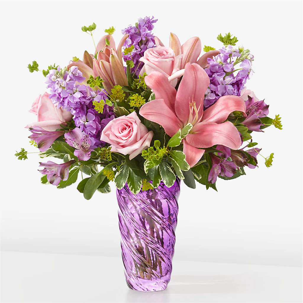 Precious Petals Bouquet with Luxe Swirl Vase - Image 2