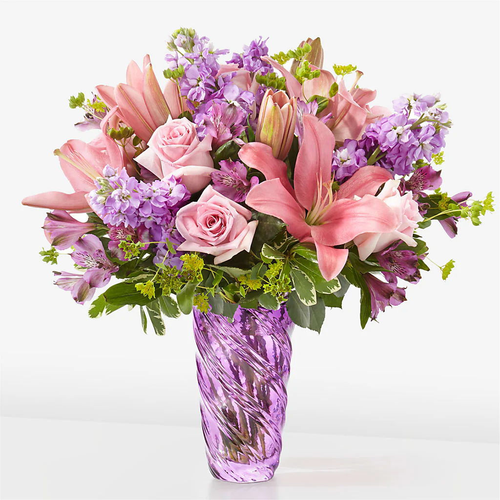 Precious Petals Bouquet with Luxe Swirl Vase - Image 3